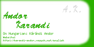 andor karandi business card